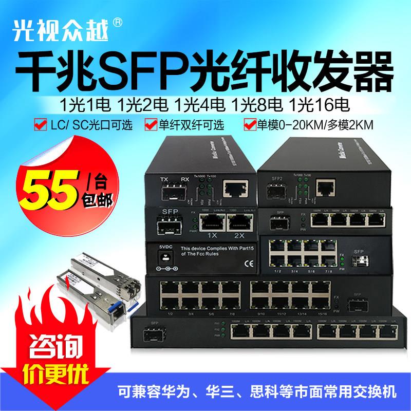 万兆千兆SFP光纤收发器1光2/4/8/16电交换机2/4/8/16光汇聚交换机