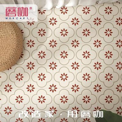 蘑咖卫生间复古防水地贴厨房墙地面翻新改造专用创意小花砖地板贴