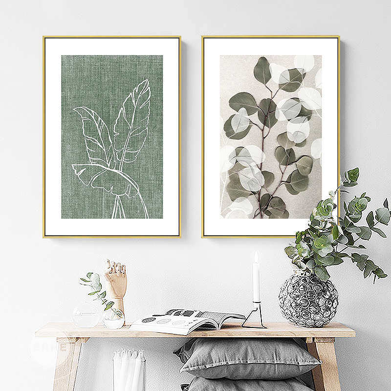 背景三联北客厅绿沙发植画简约清新欧风装饰画餐厅挂画现代墙面小,家居饰品,现代装饰画,淘宝优惠券,粉丝福利购,淘宝优惠卷