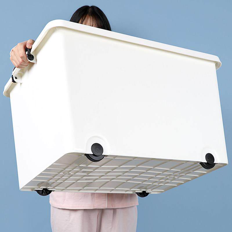 收纳箱塑料加厚特大号 带盖子衣物储物盒周转箱家用带轮学生整理