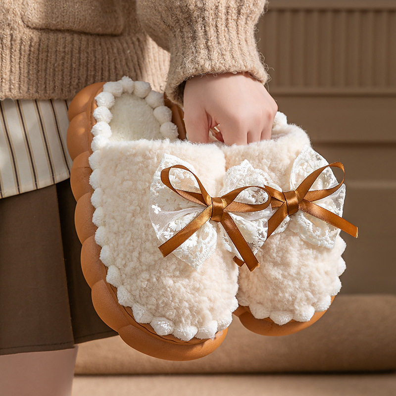 蝴蝶结棉拖鞋女士冬季保暖防滑室内家居2025新款厚底毛毛拖鞋女款,居家布艺,居家棉拖/棉鞋,淘宝优惠券,粉丝福利购,淘宝优惠卷