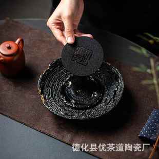 干优茶道大漆仿朽木壶承托盘养NCU壶垫泡茶台茶小盘复古手工脱胎