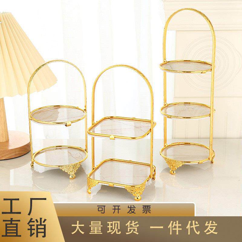 欧式蛋糕架甜品台北欧摆盘下午茶点心架两层三层铁艺摆台展示架子