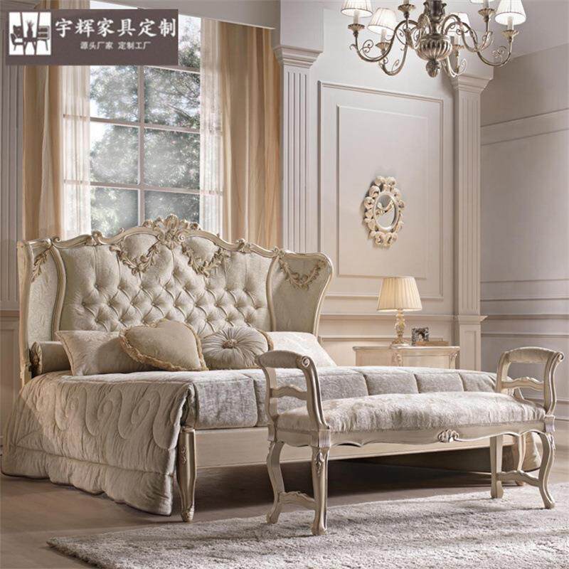 新古典欧式双人床主卧奢华婚床 简欧实木雕花大床 豪华布艺公主床