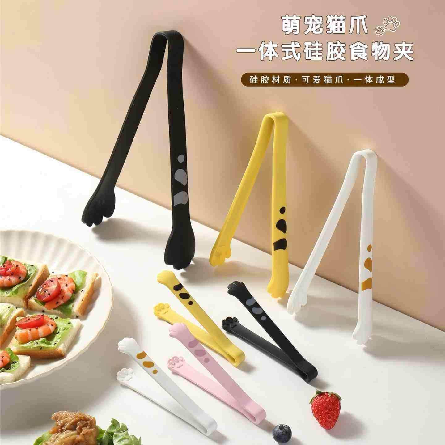 日式创意可爱猫爪不锈钢食品夹烘焙夹沙拉面包夹甜点夹烧烤夹子