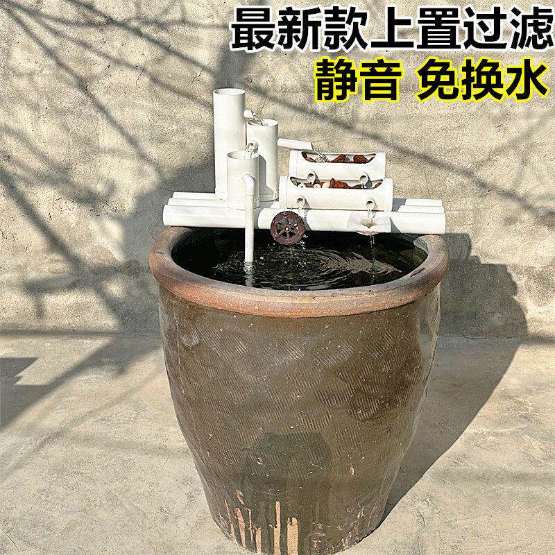 新款陶瓷鱼缸过滤器石槽免换水喷泉造景制氧过滤All鱼盆全套