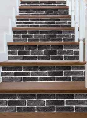 防油贴纸厨房墙壁翻新楼梯踏面欧美家居壁炉装饰黑色砖纹墙贴RS07