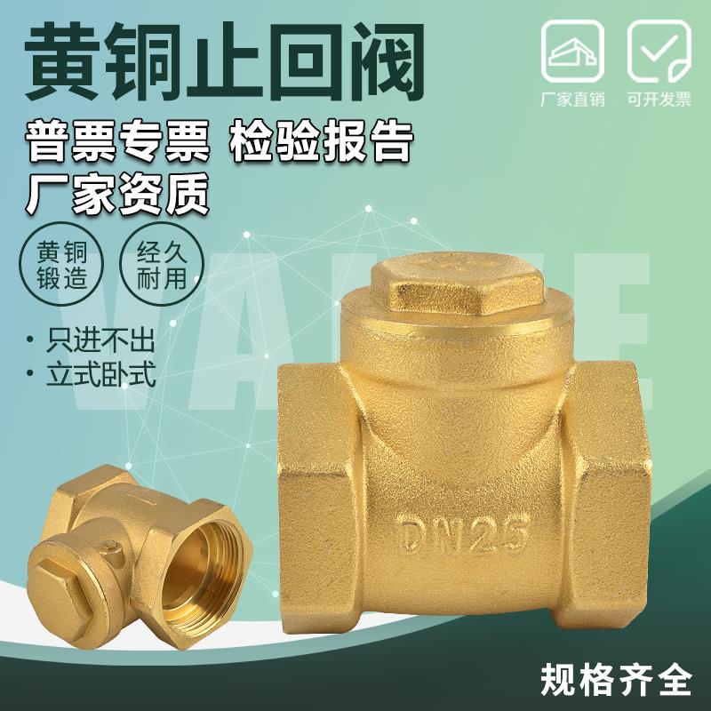 水表水管卧式铜止回阀dn15ppr20单向阀25水4分6分1寸32水泵40 50