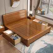 1.8米出租人房用经济型床新中式 实木床现代简约双 单全三块板新品