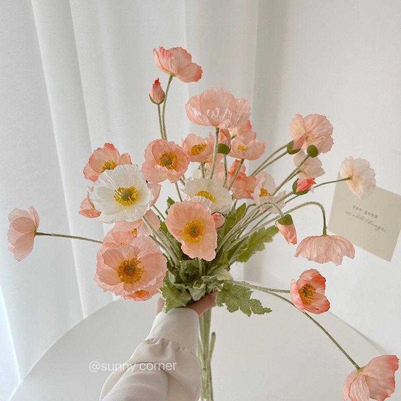 ins冰岛虞美人彷真花假花高档绢花客厅花束花卉装饰摆饰拍照道具