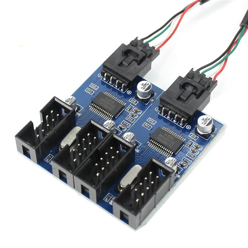 电脑主板USB 9针扩展线一分四/一分二电路板9pinUSB2.0HUB集线器