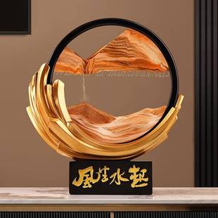 客厅柜子摆件高级感风生水起流沙画新中式客厅电视柜乔迁开业年会