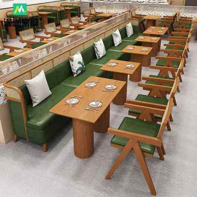茶餐厅卡座沙发半圆咖啡厅烧烤火锅店商用茶楼湘菜馆实木桌椅组合