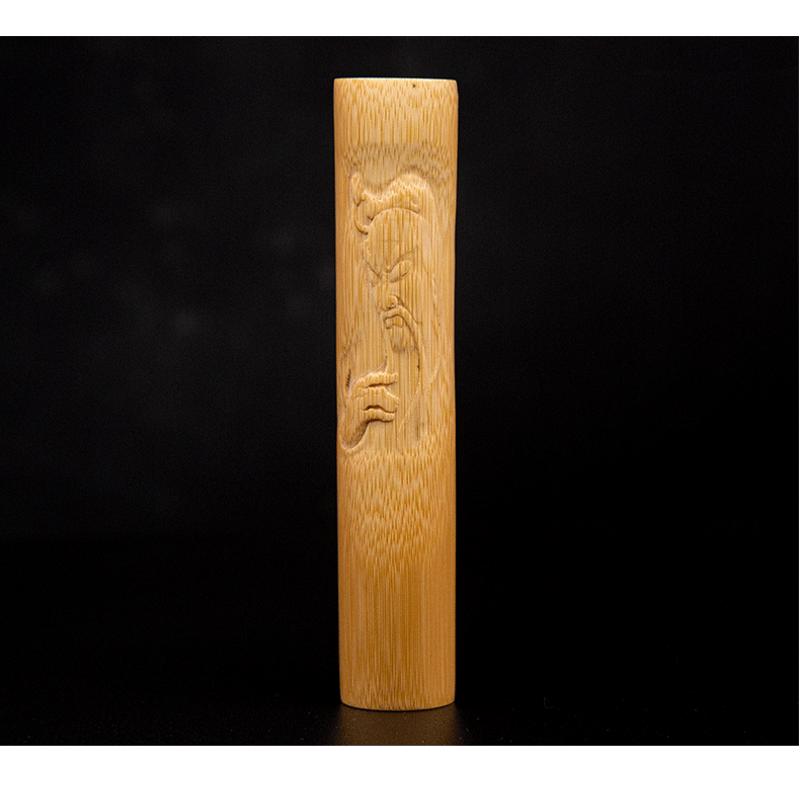 玉竹玉竹实心把竹菩萨关羽件浮雕竹子关公把玩件实心件手把文玩