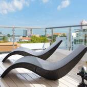 户外滩椅游泳池沙休S型躺床阳庭院闲花园台露SLU天躺椅防水藤编沙