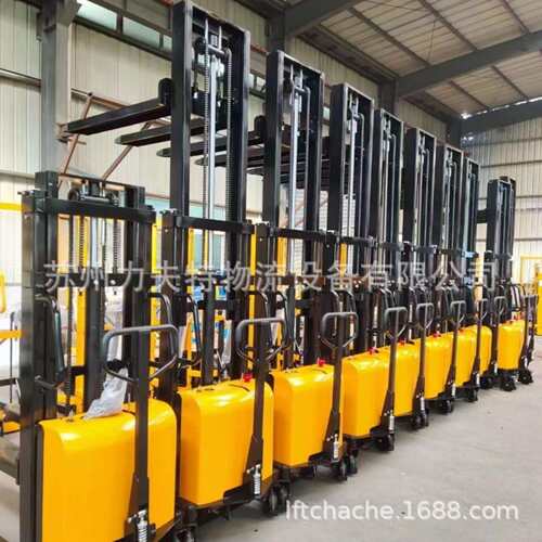 厂家半电动堆高车1吨2吨手推充电式小型仓库装卸货物液压升降叉车