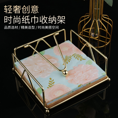 现代简约纸巾架餐厅酒店桌面金属餐巾纸座立式复古玻璃家用餐巾架