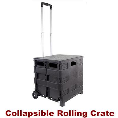 Collapsible Rolling Crate Shopping Cart Folding Dolly