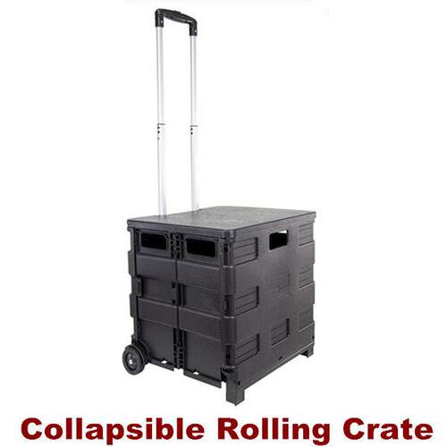 Collapsible Rolling Crate Shopping Cart Folding Dolly