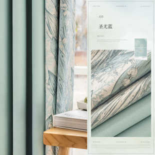 客厅印花田园新款 卧室铃兰帘布奢 轻遮光窗帘全花窗成品茹伊美式