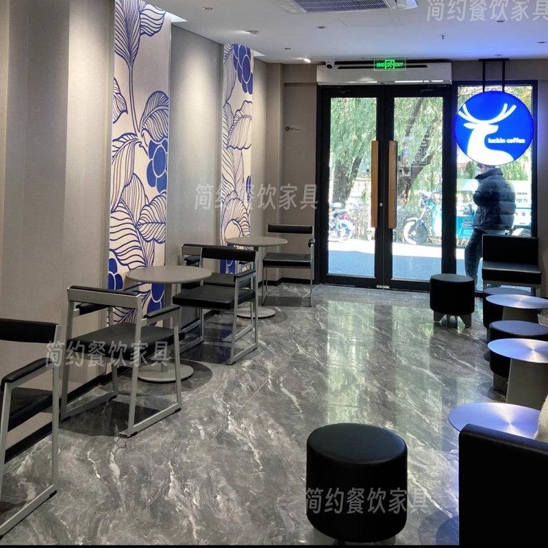 瑞幸吧桌吧凳桌子圆桌高脚凳圆凳椅子奶茶咖啡店吧台长桌网红简约