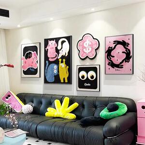 多巴胺ins风客厅组合装饰画趣味卡通沙发背景墙挂画2025新款壁画