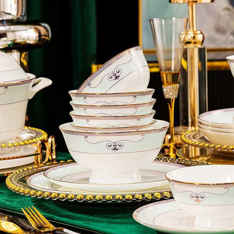 2024新款景德镇陶瓷餐具碗碟盘套装批发中式骨瓷碗筷组合活动礼品,餐饮具,盘,淘宝优惠券,粉丝福利购,淘宝优惠卷