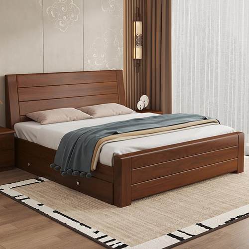 实木床中式1.8米加厚双人经床济型简约家CUN用1.米出租房2单5人床