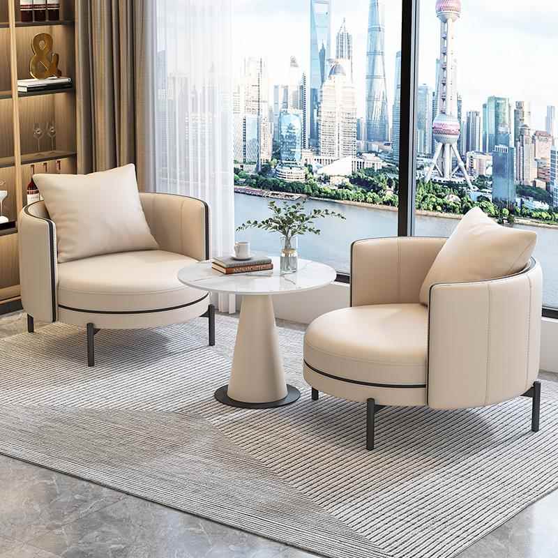 2024意式轻奢简约洽谈桌椅酒店接待会客区阳台单人沙发椅茶几组合