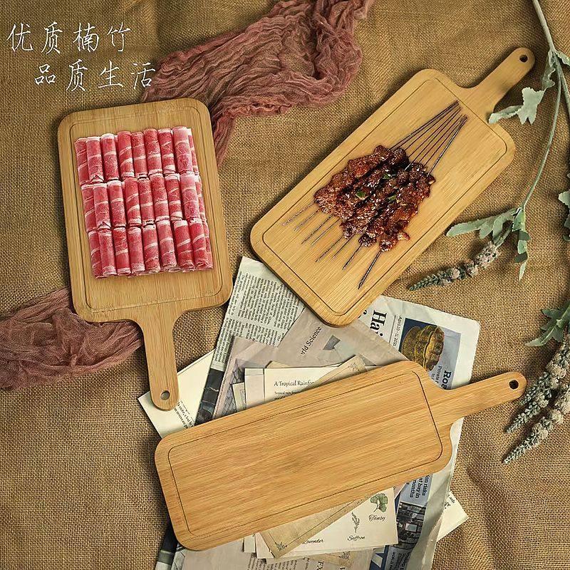 寿司盘长条加长方形竹木托盘牛排寿司烧烤串餐厅网红家用日式日韩