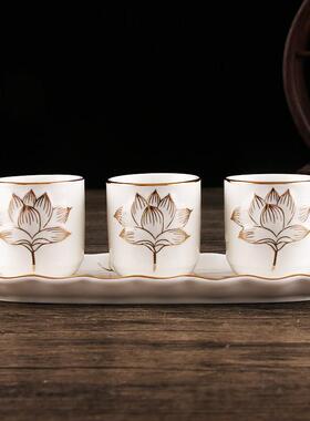 三连供水杯黄色白色三连杯前供杯圣水杯佛前净水杯贡佛杯子