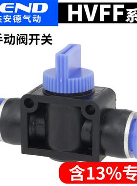 气动手动阀HVFF快速接头HVFF-6/8/10/12手阀管道阀气管快插接头