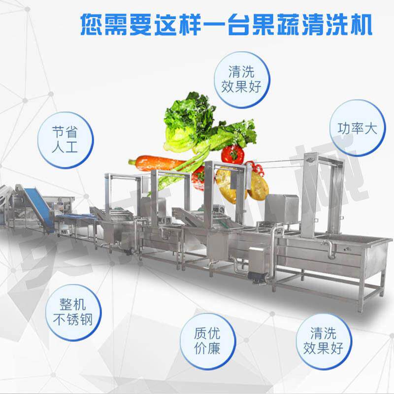 净菜加工生产线设备 中央厨房预制菜加工 大型蔬菜清洗切割机器
