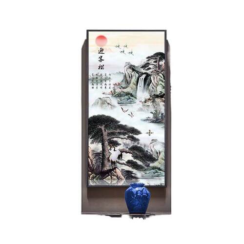 风新中式迎客松国画中国山风景ndOE7hi4竖版画关装饰玄挂画走廊过