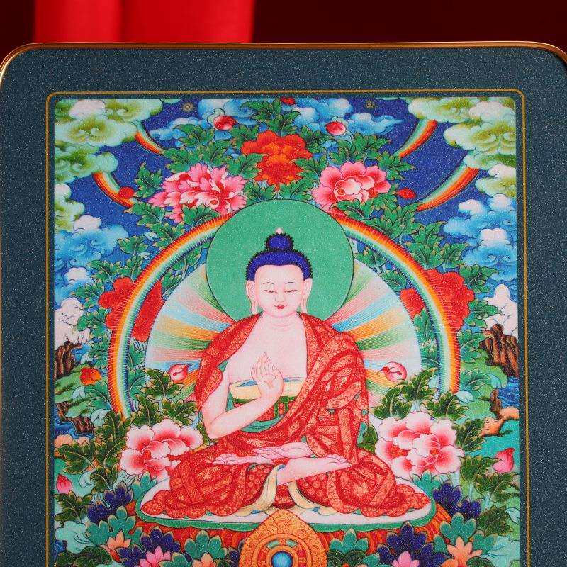 藏式释迦牟尼铂金实木烤漆相框摆件挂画装饰画家用十相自在唐卡图