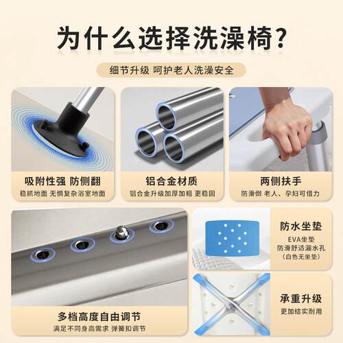 老人6602洗澡椅浴室凳料小塑凳子成子人淋浴椅板凳用靠家背椅方