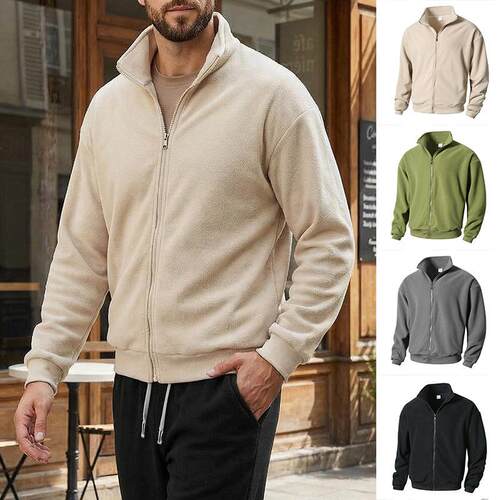 Long sleeved stand up collar cardigan base shirt for