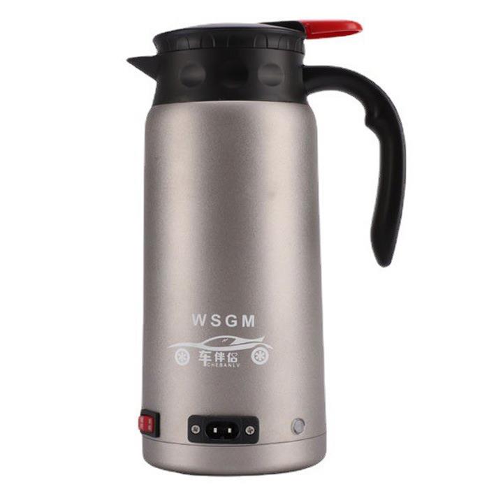 1.2L大容量车载加热烧水壶不锈钢热水壶12/24v电加热壶烧杯