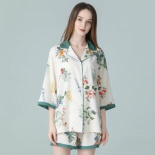 IIZZINI黄蔷薇 原创睡衣女夏季薄款冰丝国风外穿高级感家居服套装