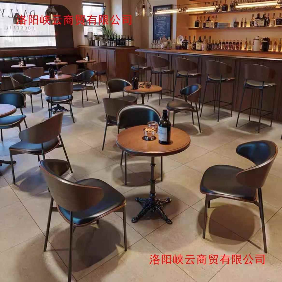 酒吧桌椅组合复古餐厅奶茶店咖啡厅桌椅一整套清吧桌椅餐厅吧台椅