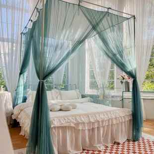 202新款 蚊主风宫廷落地4蚊 公主风蚊公帐绑绳三开门JIM防尘帐日式