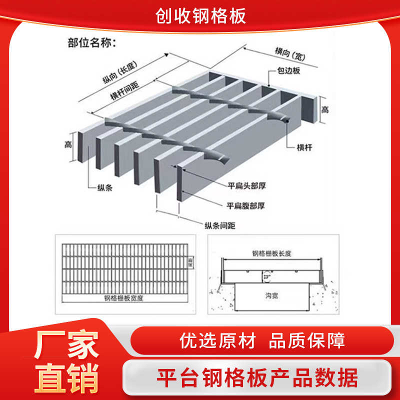 钢格板镀锌钢格栅踏步板平台钢格板下水道防滑排水板厂家