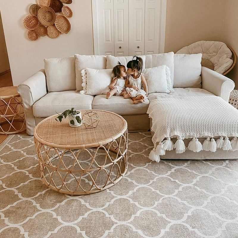 藤编茶几日式客厅圆形简约ins风东南亚民宿茶桌大号蜜蜡色意式