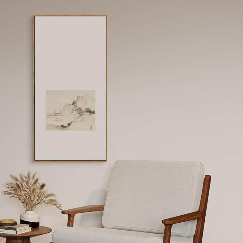 古山水画水墨新中挂画竖版代日QZ202204式饰书房卧室客厅民宿样板