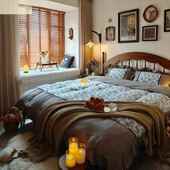 实中古风主卧美法式 胡复木桃木色竖琴大床 多种全古双人床新中式