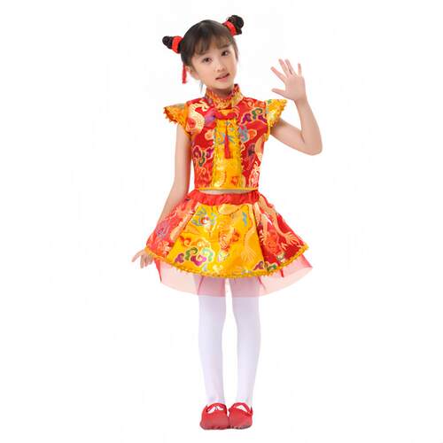 正品六一儿童喜庆出秧术歌演服蹈幼儿园武服中国风打鼓服开门红舞