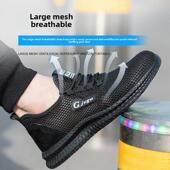 轻便休闲工作鞋 头劳动防护鞋 大网眼透气孔防摔防刺钢鞋 男夏季