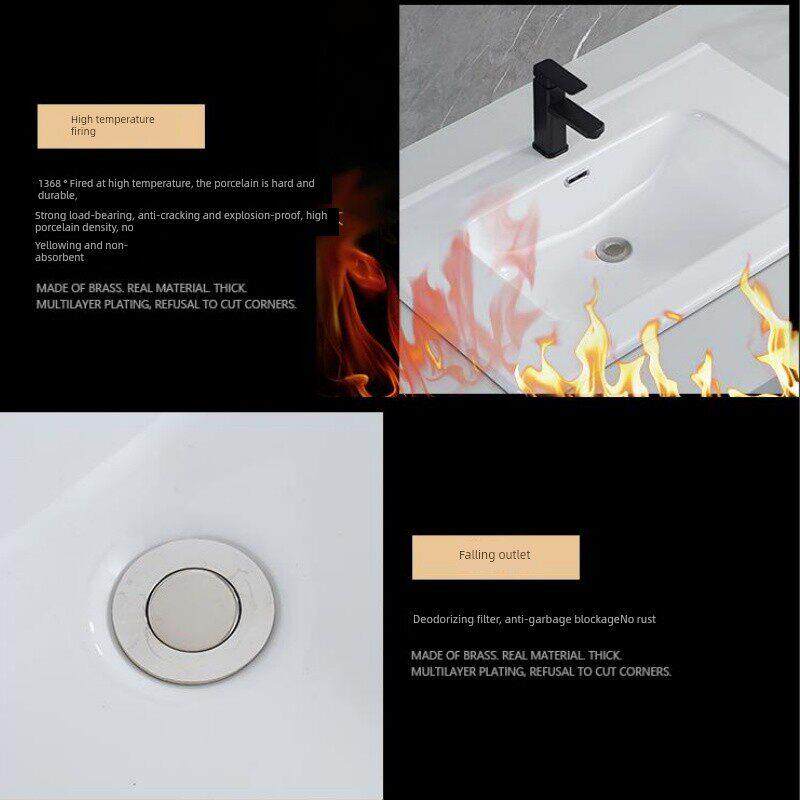 薄边一体陶瓷洗脸盆单盆半嵌入式台中盆家用台面浴室柜盆池洗手盆