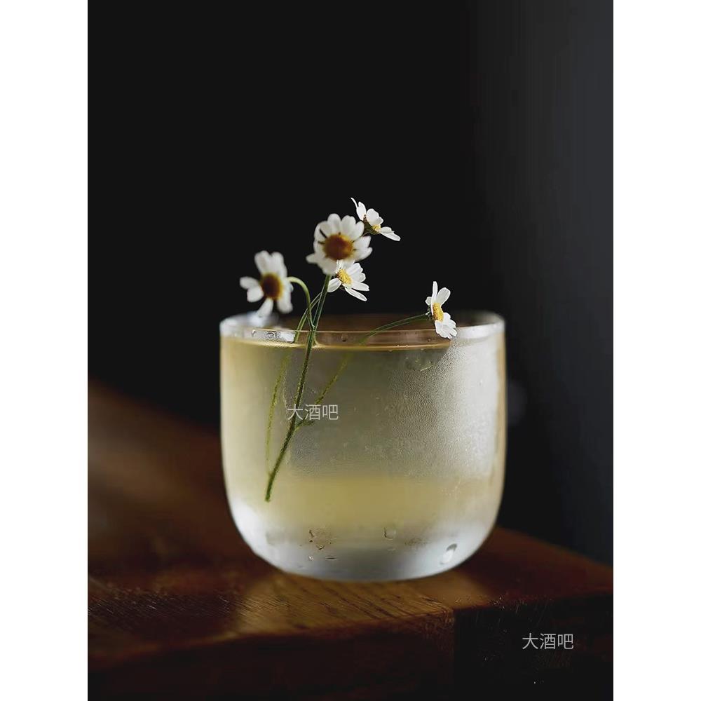 圆形玻璃威士忌杯日式古典鸡尾酒杯水杯冰拿铁美式咖啡杯冰球杯子