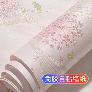 小花墙纸自粘防水防潮可擦洗家用墙面翻新贴纸大学生宿舍改造壁纸